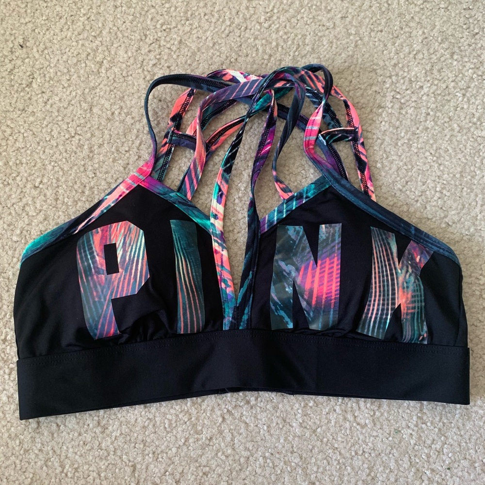 PINK Strappy Tropical Sports Bra